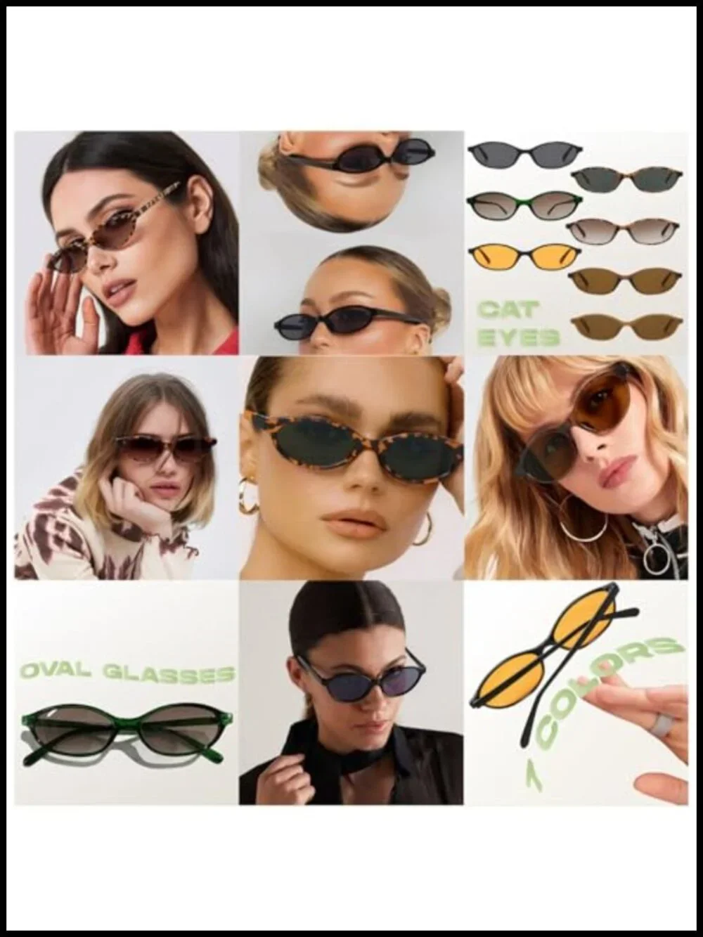 Retro Oval Cat Eye Sunglasses UV Protection Trendy Y2K Thin Frame